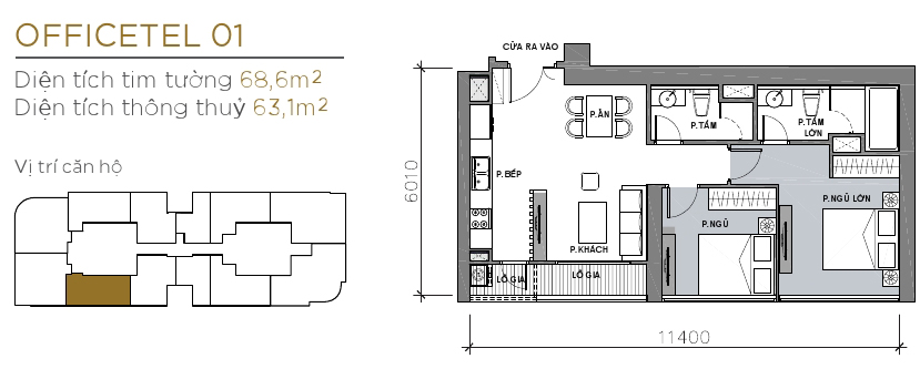 Thiết kế căn officetel 01