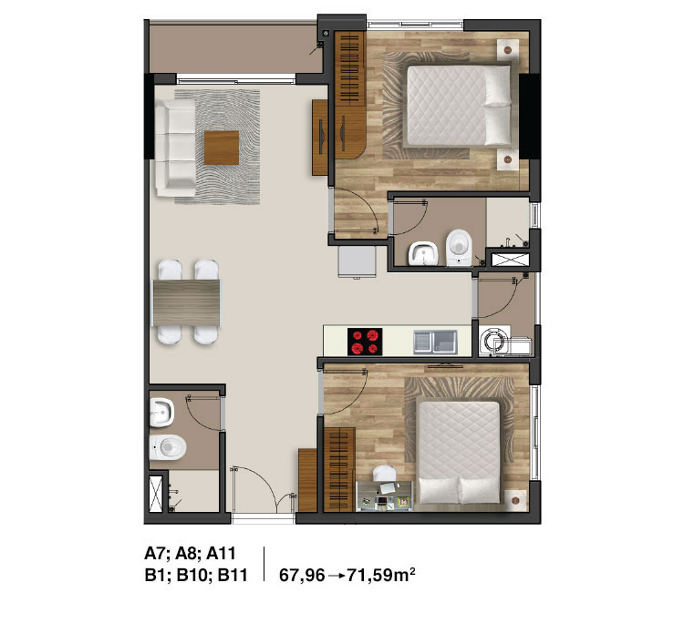Thiết kế căn hộ A11, B1